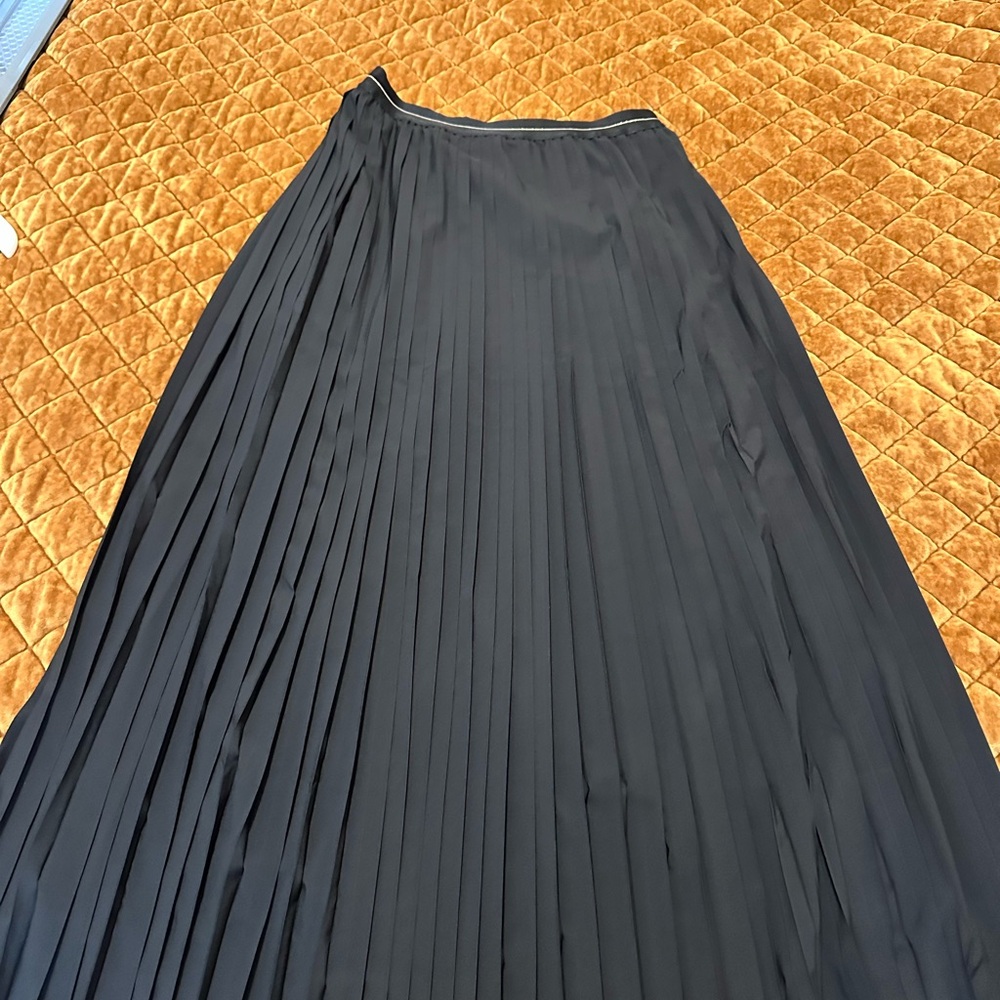 Aerie Black Maxi Pleated Skirt